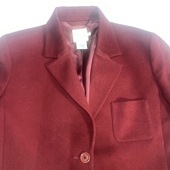Women’s Faconnable 100% Wool Maroon Coat Sz M Medium W Flaws - Picture 6 of 16